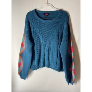Rock & Roll Denim Southwestern Print Knit Long Sleeve Sweater Size XXL Western